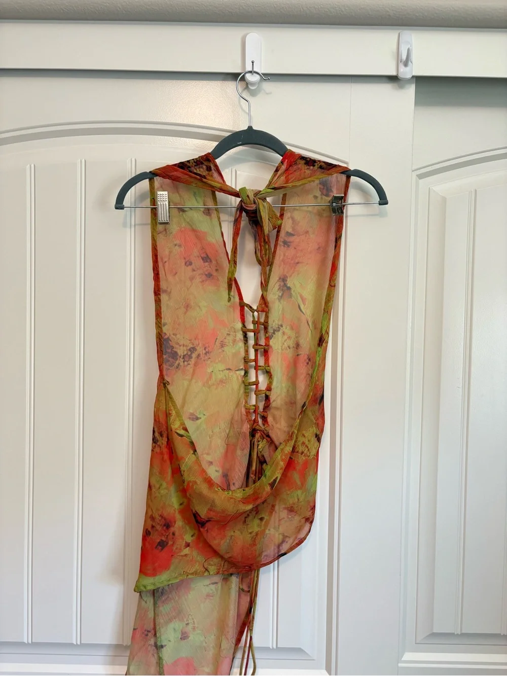 Jaded London LOCO PRINT HALTER LACE UP TOP asymmetrical size 10 - Picture 5 of 7